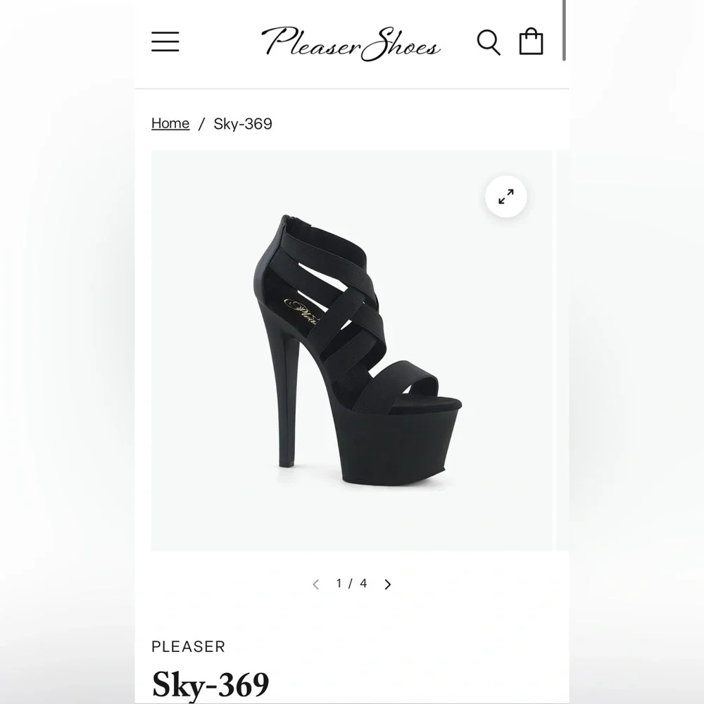 Pleaser Black Strappy Platform Heels - Picture 1 of 6